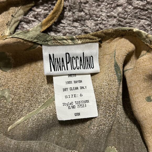 Vintage Nina Piccalino Dress Rayon 80s 90s Size 6 Floral Print Made in USA - Picture 2 of 7